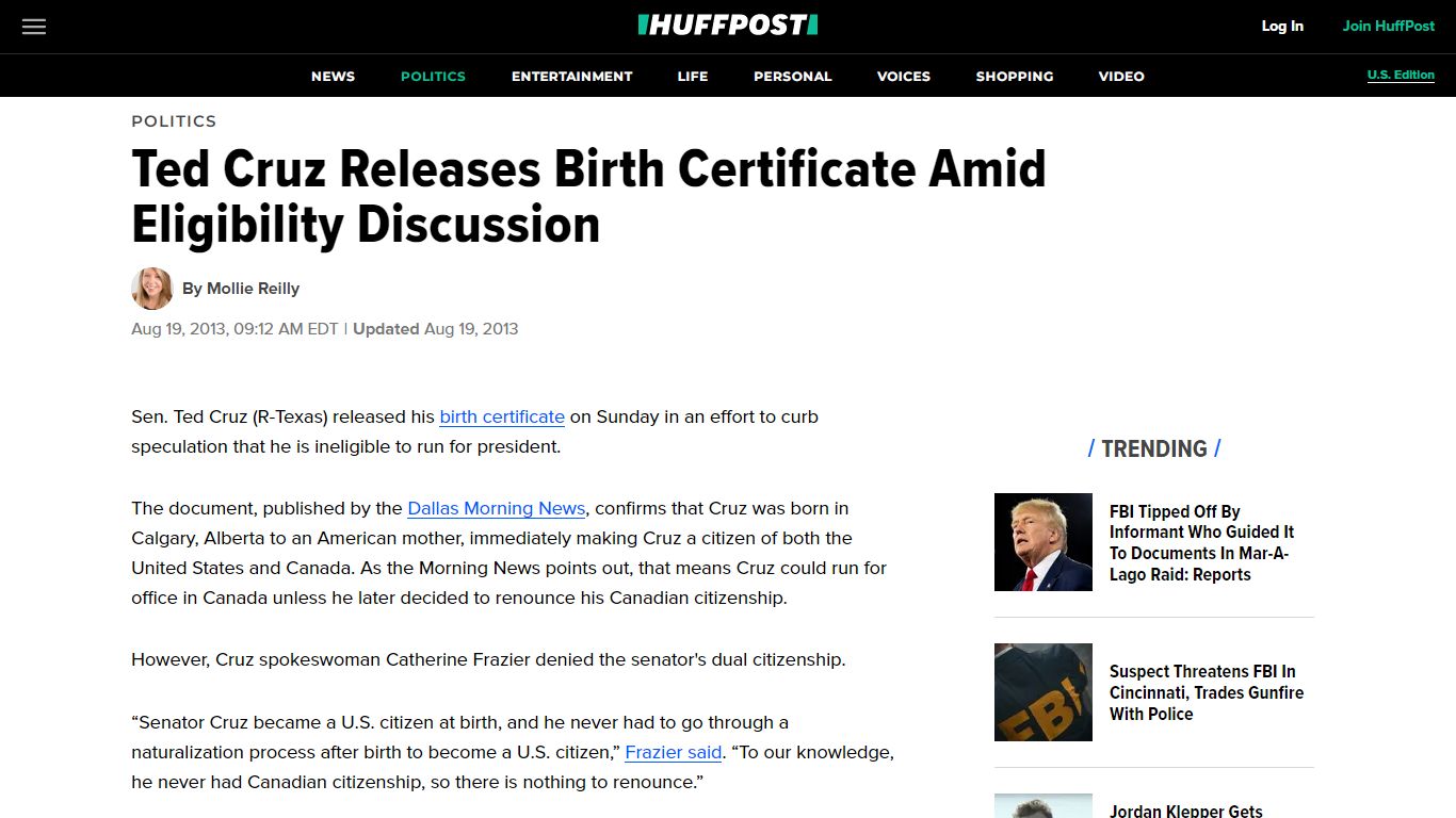 Ted Cruz Releases Birth Certificate Amid Eligibility ...