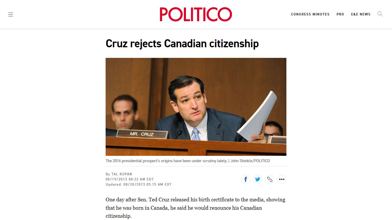 Ted Cruz releases birth certificate - POLITICO